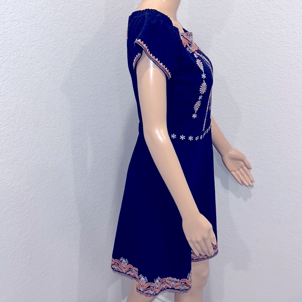 Tory Burch Navy and Coral Embroidered Dress - Picture 3 of 8